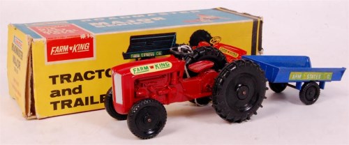 Lot 2583 - Lonestar Farm King tractor and trailer, red...