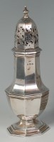 Lot 462 - A George V silver pedestal lighthouse sugar...