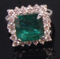 Lot 507 - A contemporary 14ct white gold emerald and...