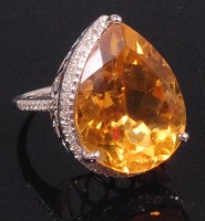 Lot 508 - A contemporary 14ct white gold yellow citrine...