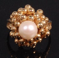 Lot 540 - A contemporary ladies 14ct gold pearl set...
