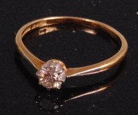 Lot 541 - A ladies 18ct gold diamond solitaire ring, the...