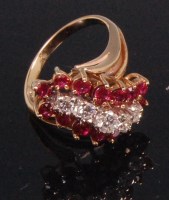 Lot 552 - A contemporary 14ct gold ruby and diamond...