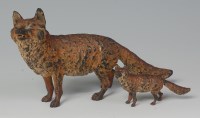 Lot 590 - An Austrian cold painted bronze fox, early...