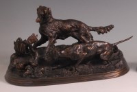 Lot 595 - After P J Mene - A bronze group of two hunting...