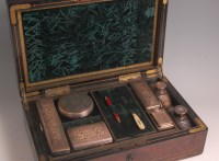 Lot 618 - A William IV rosewood and brass inlaid fitted...