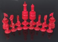 Lot 637 - A late 19th century Indian carved bone chess...