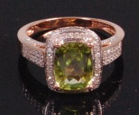 Lot 509 - A contemporary 14ct gold green peridot and...