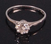 Lot 575 - An 18ct gold platinum diamond solitaire ring,...