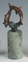 Lot 8 - A contemporary bronze model of two stylised...