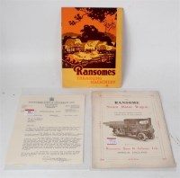 Lot 59 - 2 brochures relating to Ransomes compound...