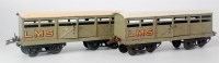 Lot 373 - 2x Hornby 1936-8 LMS No. 2 cattle trucks with...