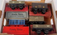Lot 391 - A small tray of 5 boxed Hornby prewar wagons...