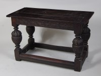 Lot 963 - An antique joined oak small refectory table,...