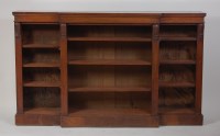 Lot 965 - A Victorian walnut breakfront open bookshelf,...