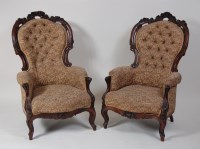 Lot 988 - A pair of Victorian carved rosewood salon...