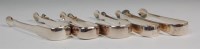 Lot 572 - Five pairs of early 19th century plain silver...
