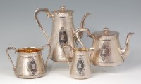 Lot 579 - A late Victorian silver four piece tea and...