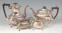 Lot 580 - A Walker & Hall silver four piece tea and...