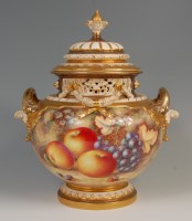 Lot 460 - A Royal Worcester porcelain twin handled pot...