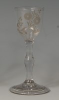 Lot 498 - A late 18th century wine glass, the ogee bowl...