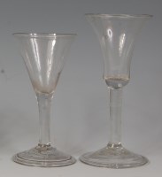 Lot 502 - An 18th century wine glass, with bell-shaped...