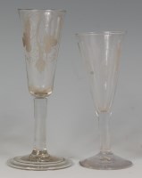 Lot 504 - An 18th century ale glass, the tall round...