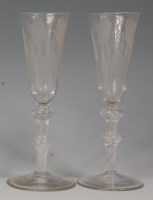 Lot 514 - An 18th century ale glass, the tall round...