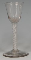 Lot 522 - An 18th century wine glass, with round funnel...
