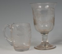 Lot 531 - A late Georgian glass mug, of barrel shape,...