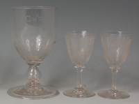 Lot 537 - A Victorian glass goblet, the bowl engraved...