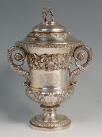 Lot 600 - A George IV silver twin handled pedestal...