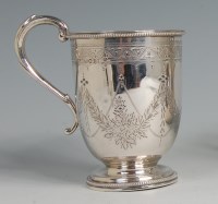 Lot 654 - A Victorian silver pedestal christening mug,...