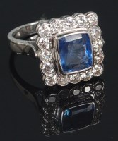 Lot 681 - A contemporary 14ct white gold sapphire and...