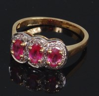 Lot 683 - A contemporary 14ct yellow gold ruby and...