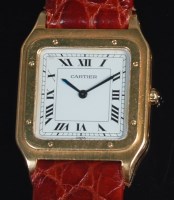 Lot 686 - A Cartier 18ct gold cased ladies tank watch,...