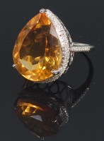 Lot 704 - A contemporary 14ct white gold yellow citrine...