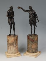 Lot 727 - A pair of 18th century Italian bronze figures...