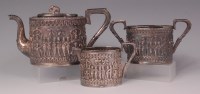 Lot 761 - A circa 1900 Indian silver three piece teaset,...