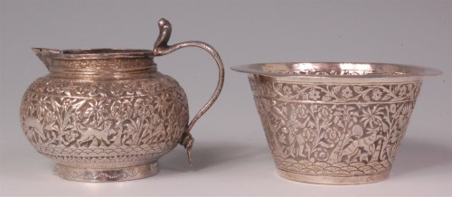 Lot 762 - A circa 1900 Indian silver sugar bowl and...