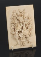 Lot 789 - A Japanese Meiji period ivory bookboard, the...