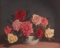 Lot 801 - Carla Sanchez - Still life with roses in a...