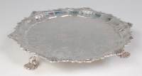 Lot 599 - A George II silver card waiter, having a...