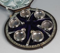 Lot 631 - A cased set of six Victorian silver table...