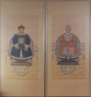 Lot 773 - A pair of early 20th century Chinese scroll...