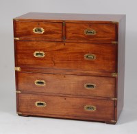 Lot 954 - A circa 1900 mahogany and brass bound campaign...