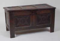 Lot 983 - A late 17th century joined oak coffer, having...