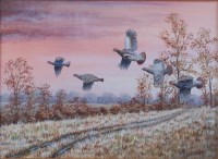 Lot 865 - Mark Chester - Autumn flight, acrylic with...