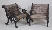 Lot 1007 - A late Victorian cast iron three piece garden...