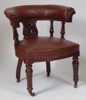 Lot 951 - A Victorian mahogany framed tub chair, having...